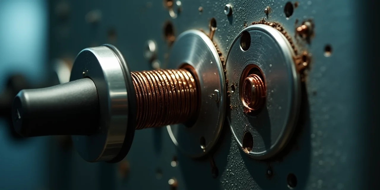 Industrial rotary selector switch with four distinct positions showing different contact wiring arrangements