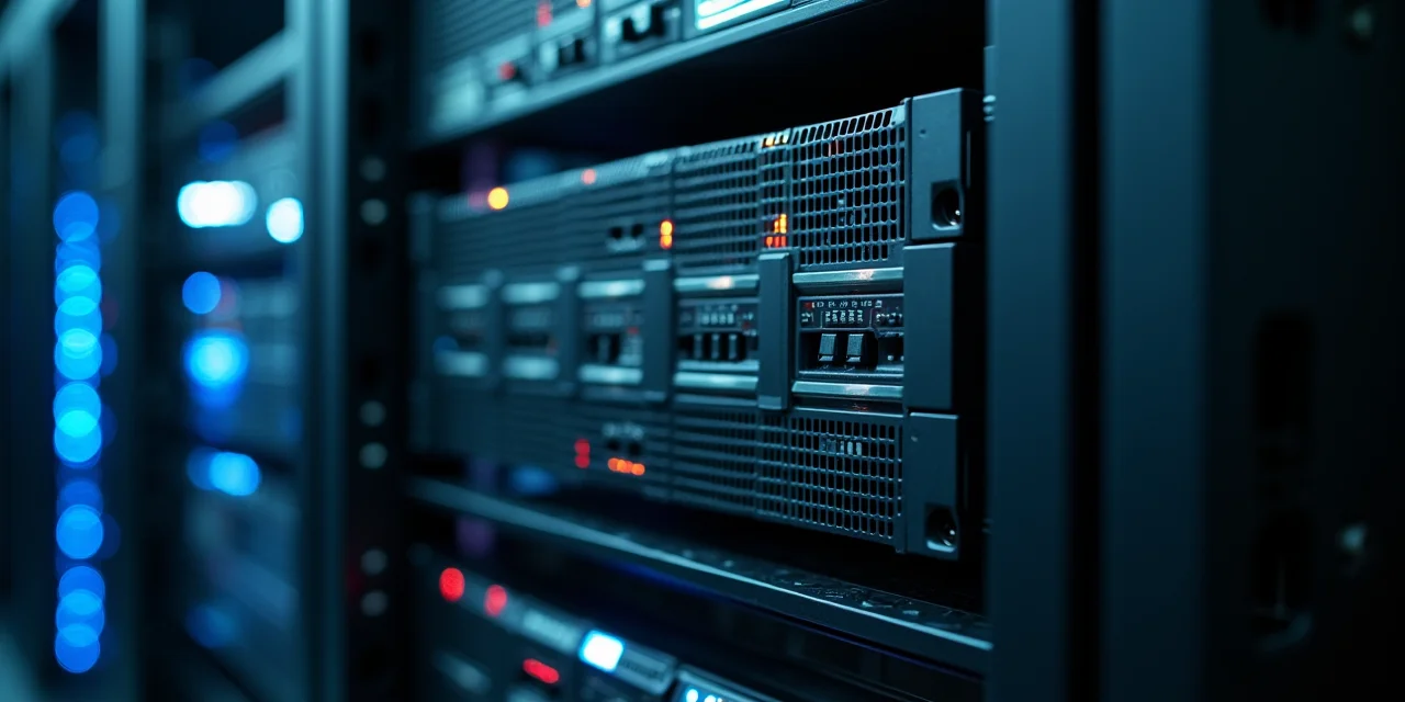 A server rack component that has been replaced with a near-identical counterfeit unit, the substitution visible only under harsh inspection lightin...