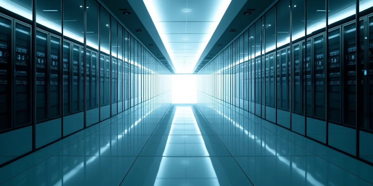 A mirror hall with identical reflections of a single server receding into infinity