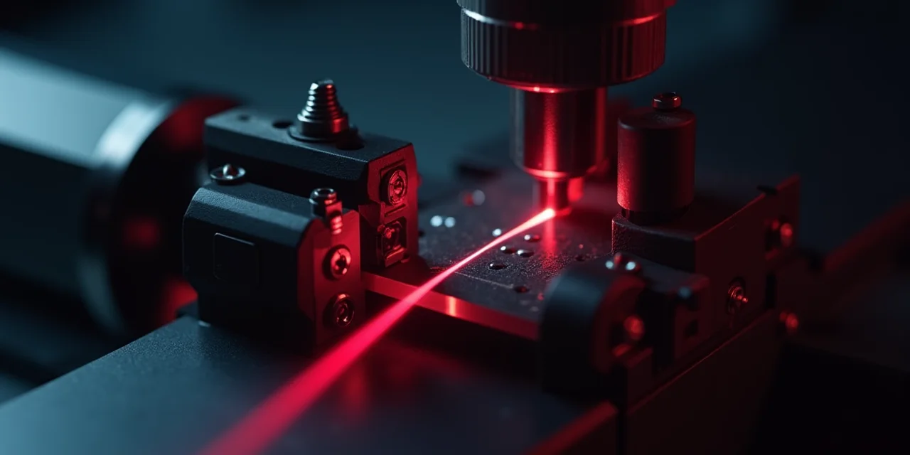 A precision laser alignment setup on an optical bench