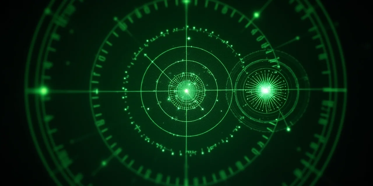 A marine radar display showing three concentric scan rings at different ranges